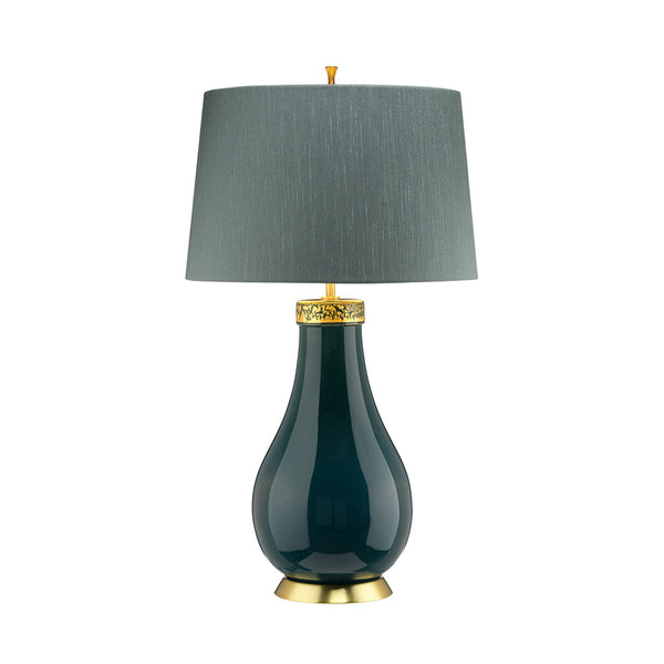 Havering Ceramic Base Table Lamp with Shale Green Shade