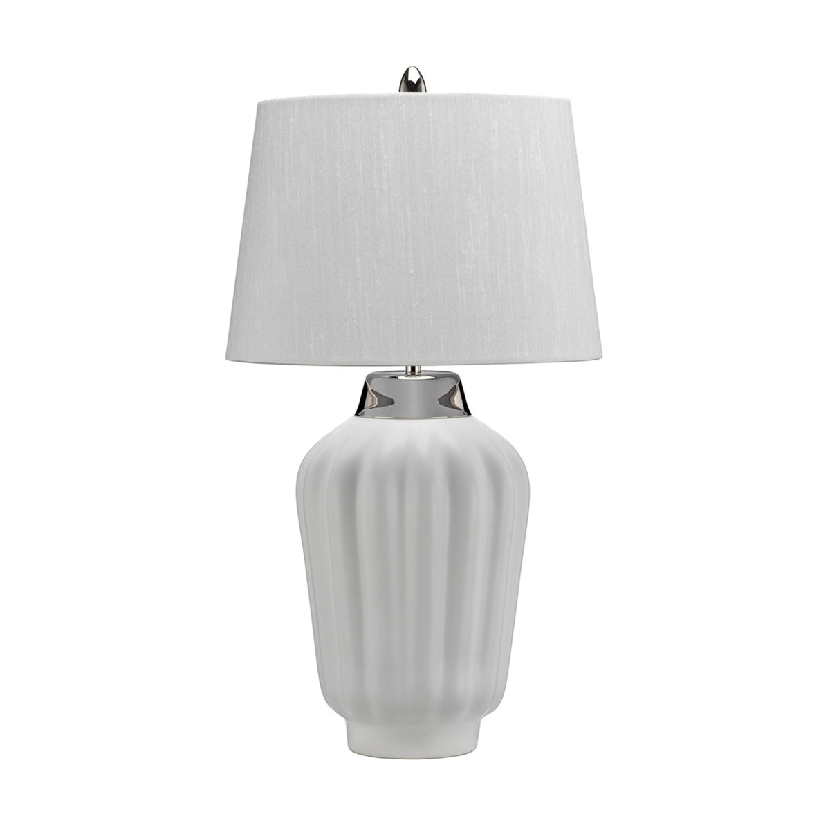 Bexley Table Lamp in Satin White with Polished Nickel Metalwork