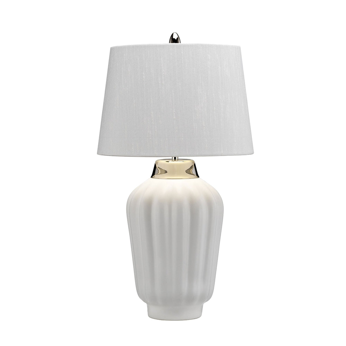 Bexley Table Lamp in Satin White with Polished Nickel Metalwork