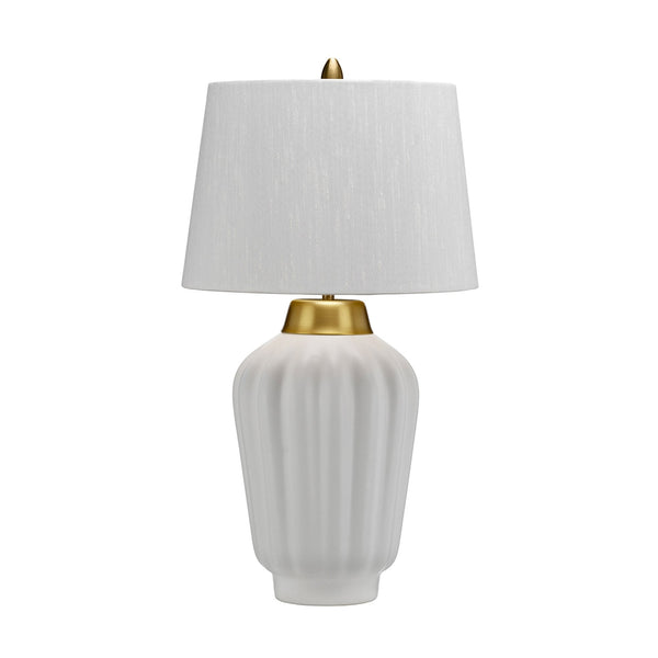 Bexley Table Lamp in Satin White with Brushed Brass Metalwork