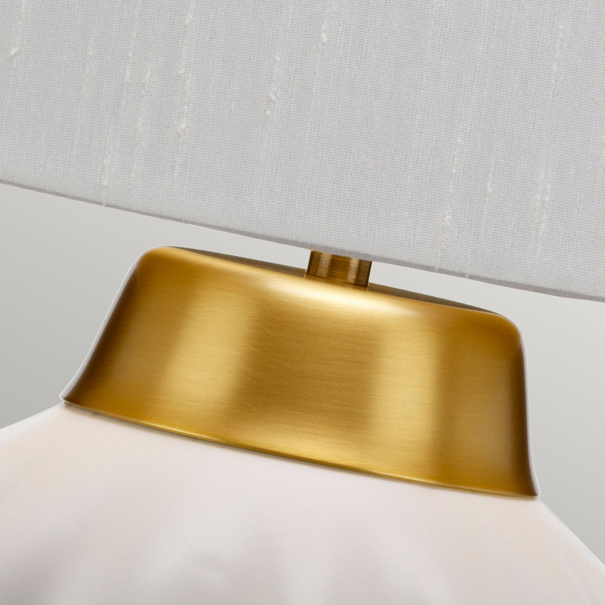 Bexley Table Lamp in Satin White with Brushed Brass Metalwork