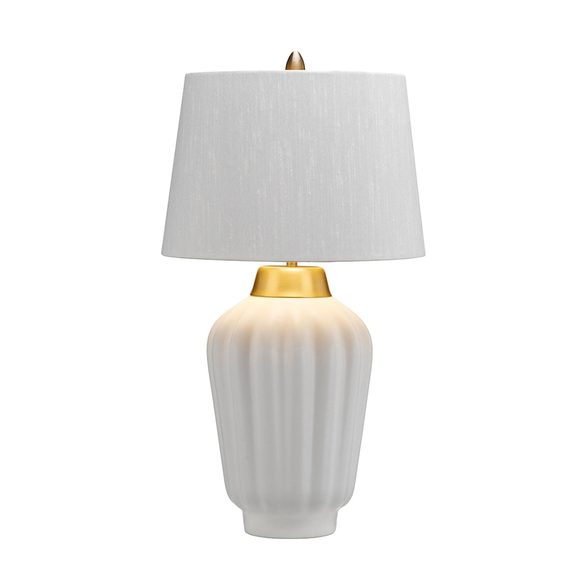 Bexley Table Lamp in Satin White with Brushed Brass Metalwork
