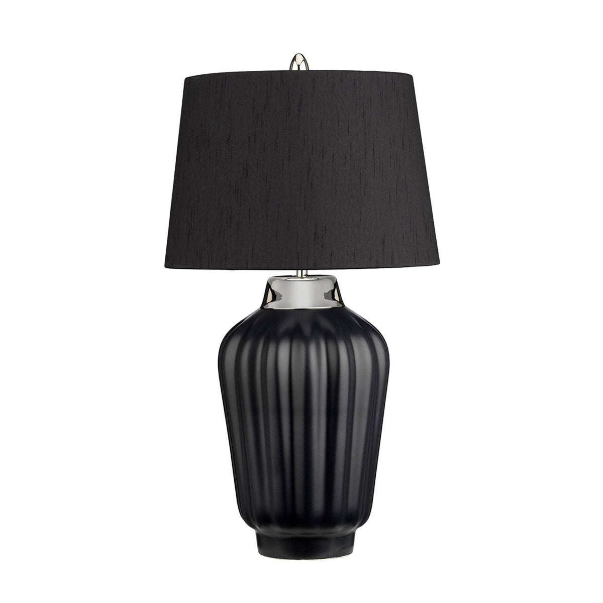 Bexley Table Lamp in Satin Black with Polished Nickel Metalwork