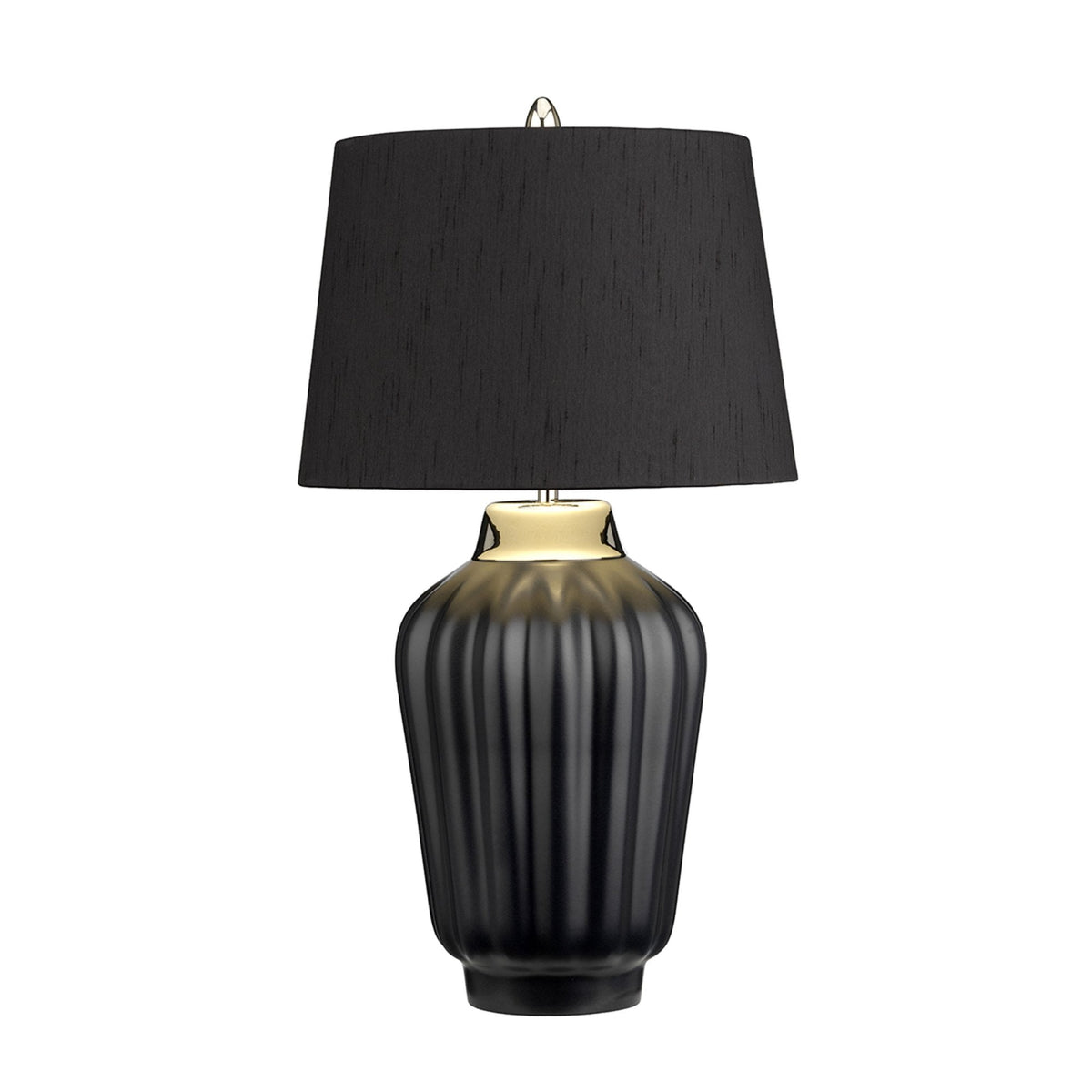 Bexley Table Lamp in Satin Black with Polished Nickel Metalwork