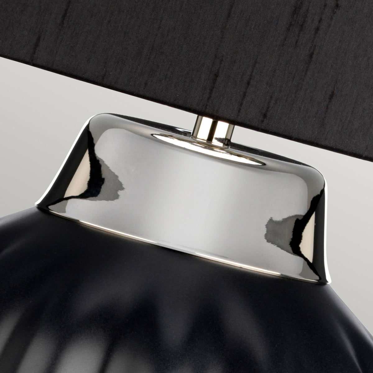 Bexley Table Lamp in Satin Black with Polished Nickel Metalwork