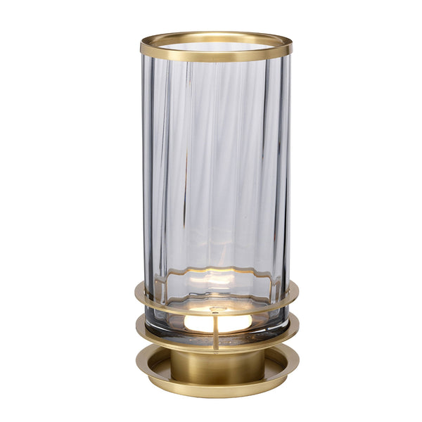 Arno Table Lamp in Smoked Tint Glass with Aged Brass Metalwork