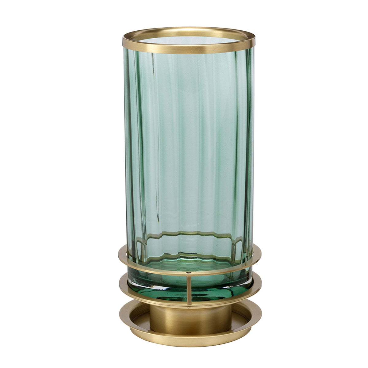 Arno Table Lamp in Green Tint Glass with Aged Brass Metalwork