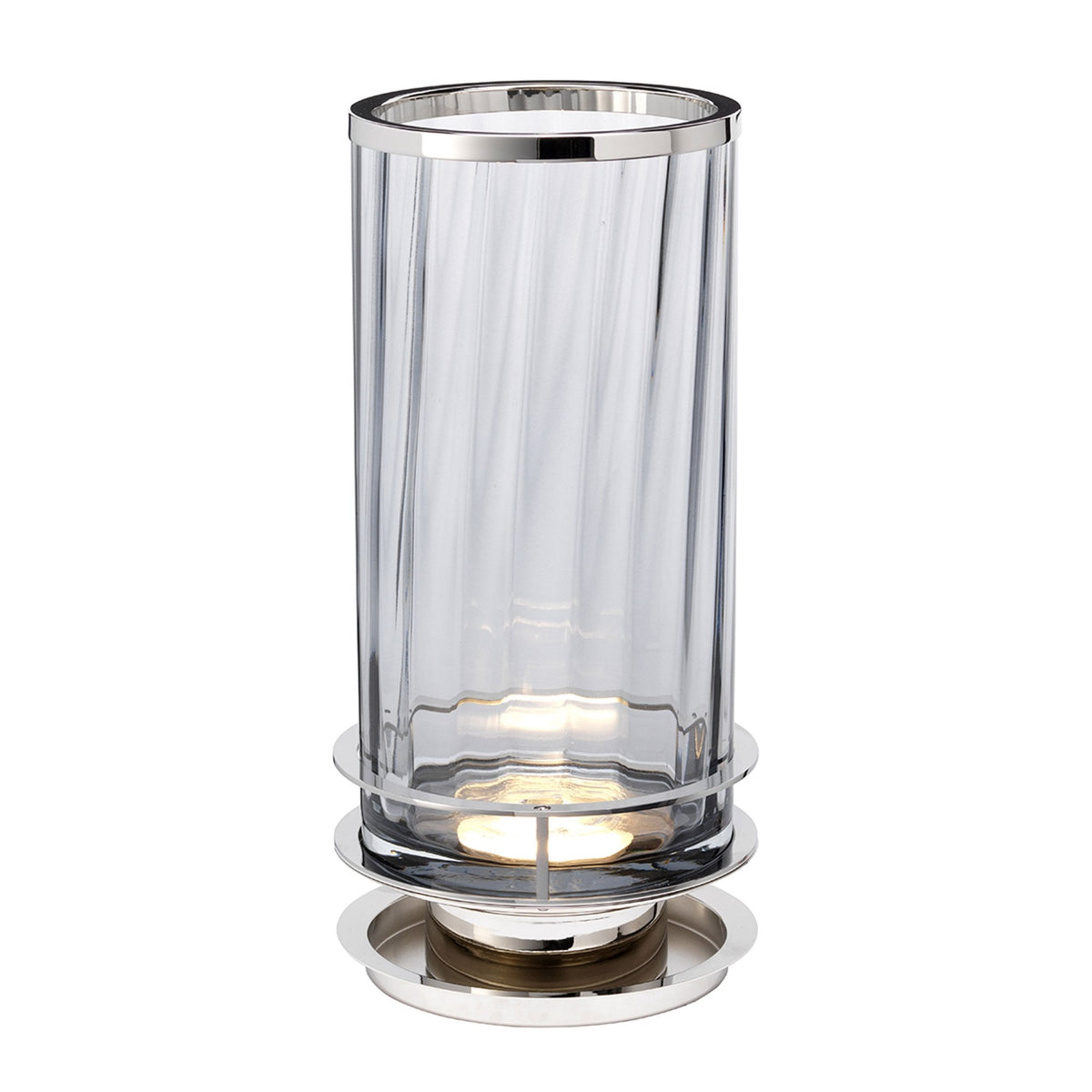 Arno Table Lamp in Smoked Tint Glass with Polished Nickel Metalwork