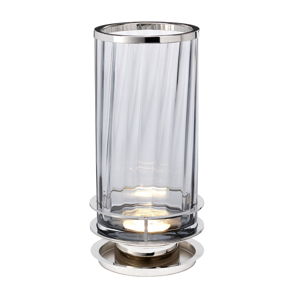 Arno Table Lamp in Smoked Tint Glass with Polished Nickel Metalwork