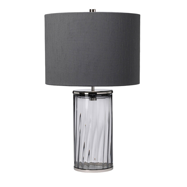 Reno Table Lamp in Smoked Tint Glass with Polished Nickel Metalwork