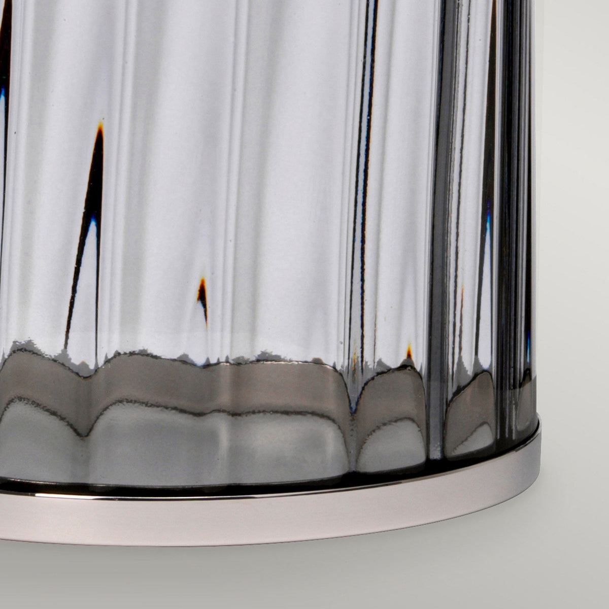Reno Table Lamp in Smoked Tint Glass with Polished Nickel Metalwork