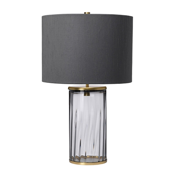 Reno Table Lamp in Smoked Tint Glass with Aged Brass Metalwork