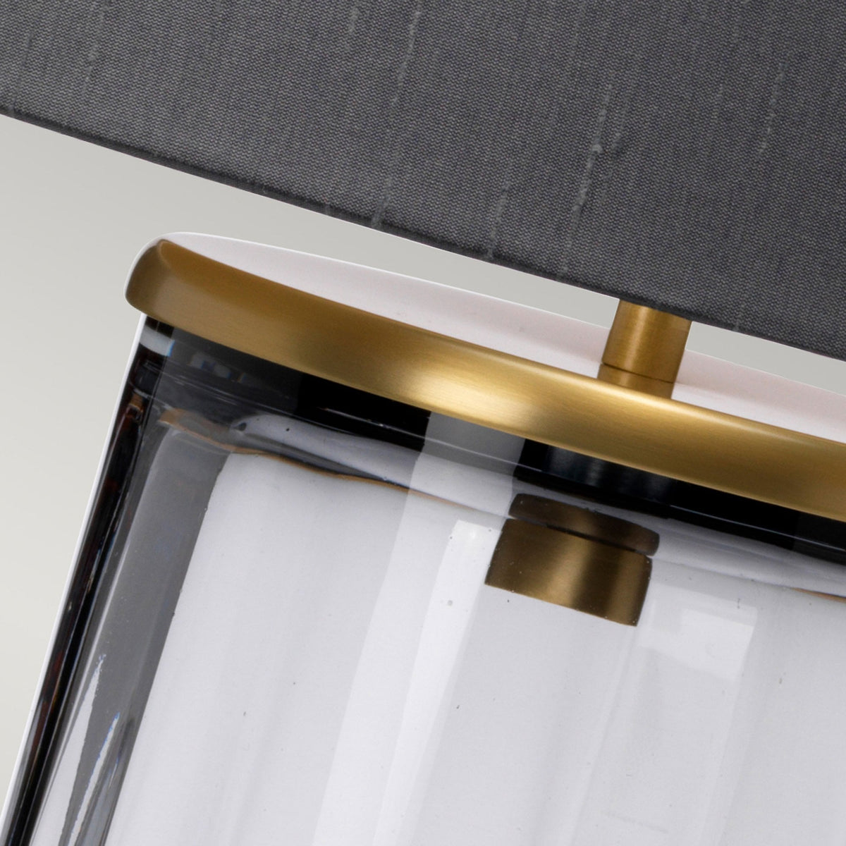Reno Table Lamp in Smoked Tint Glass with Aged Brass Metalwork
