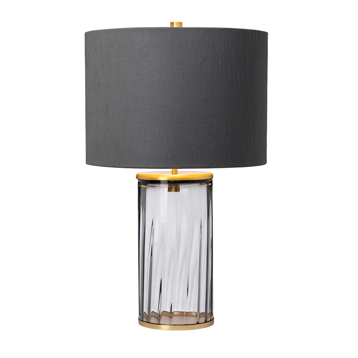 Reno Table Lamp in Smoked Tint Glass with Aged Brass Metalwork