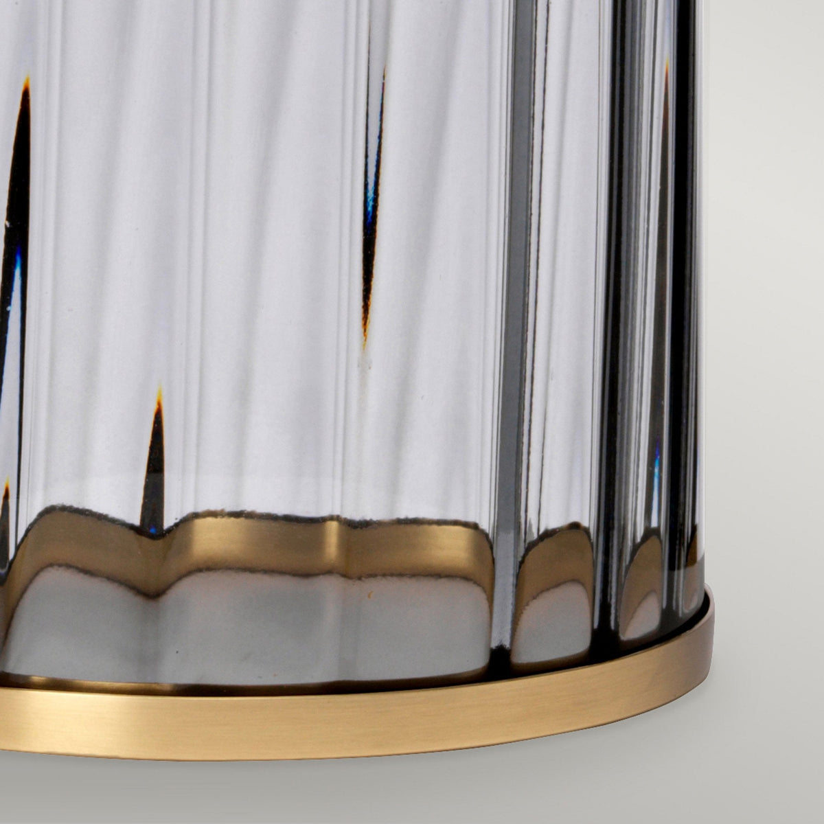 Reno Table Lamp in Smoked Tint Glass with Aged Brass Metalwork