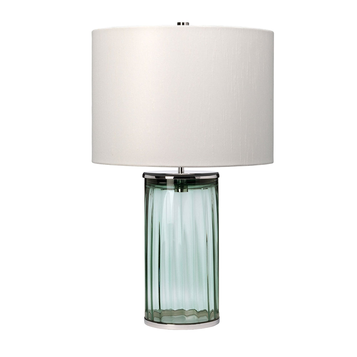 Reno Table Lamp in Green Tint Glass with Polished Nickel Metalwork