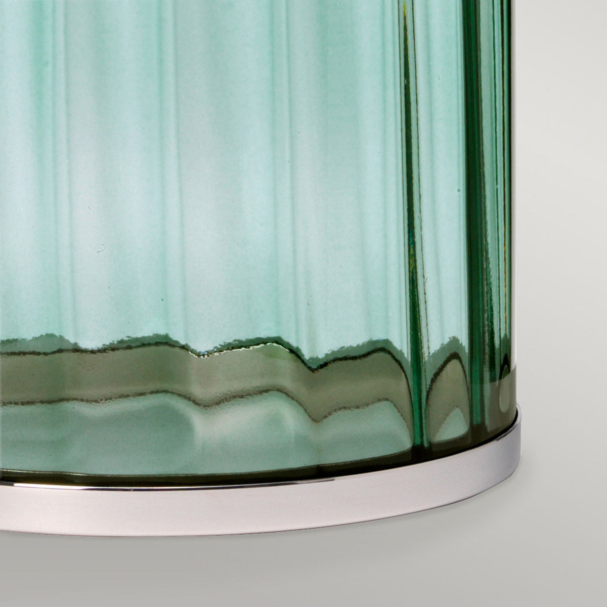 Reno Table Lamp in Green Tint Glass with Polished Nickel Metalwork