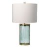 Reno Table Lamp in Green Tint Glass with Aged Brass Metalwork