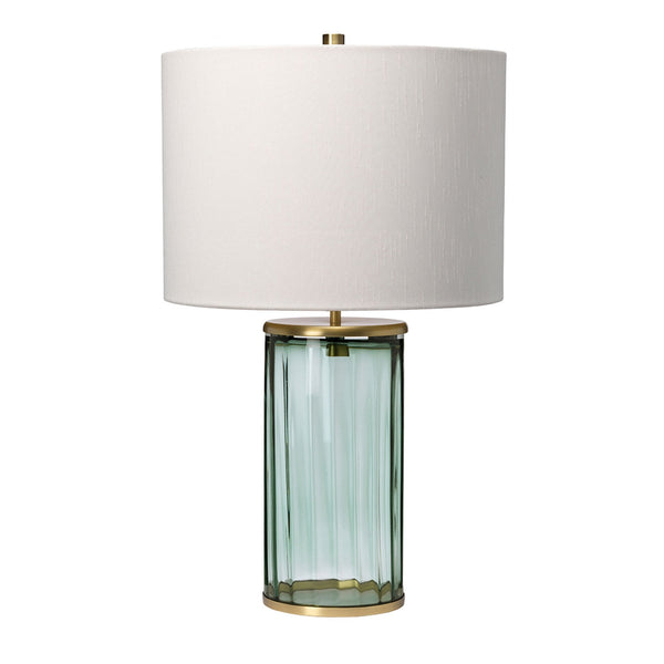 Reno Table Lamp in Green Tint Glass with Aged Brass Metalwork