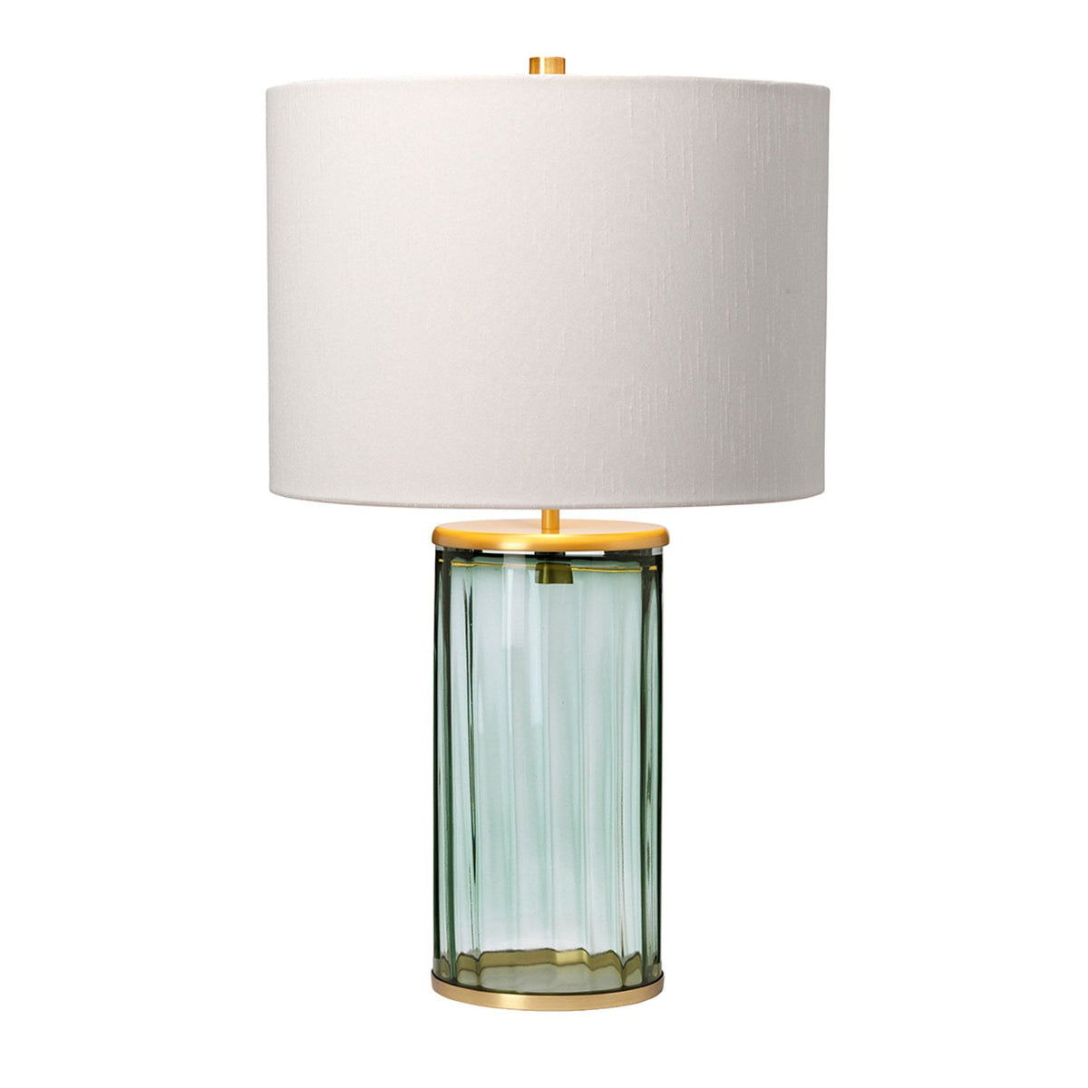 Reno Table Lamp in Green Tint Glass with Aged Brass Metalwork