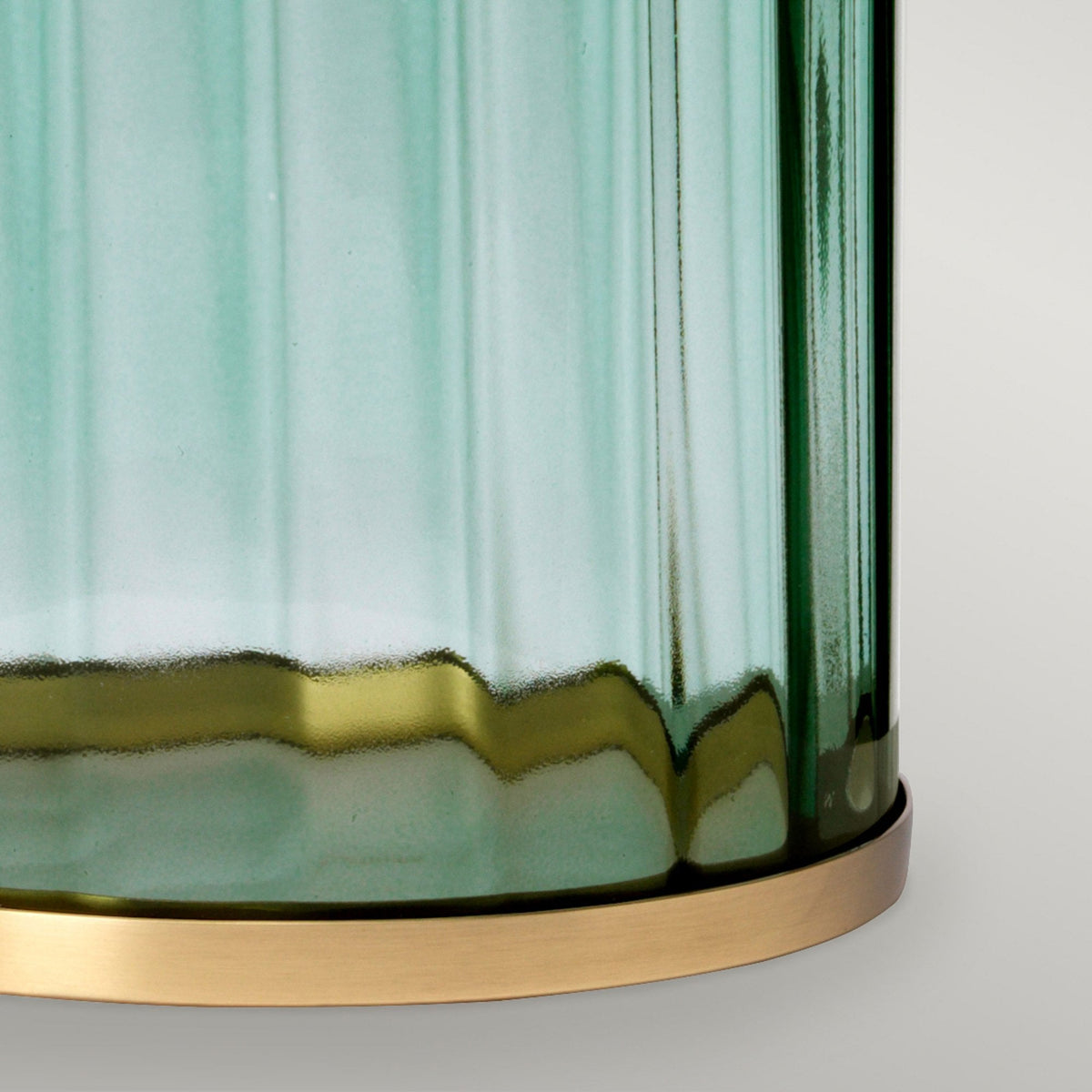 Reno Table Lamp in Green Tint Glass with Aged Brass Metalwork
