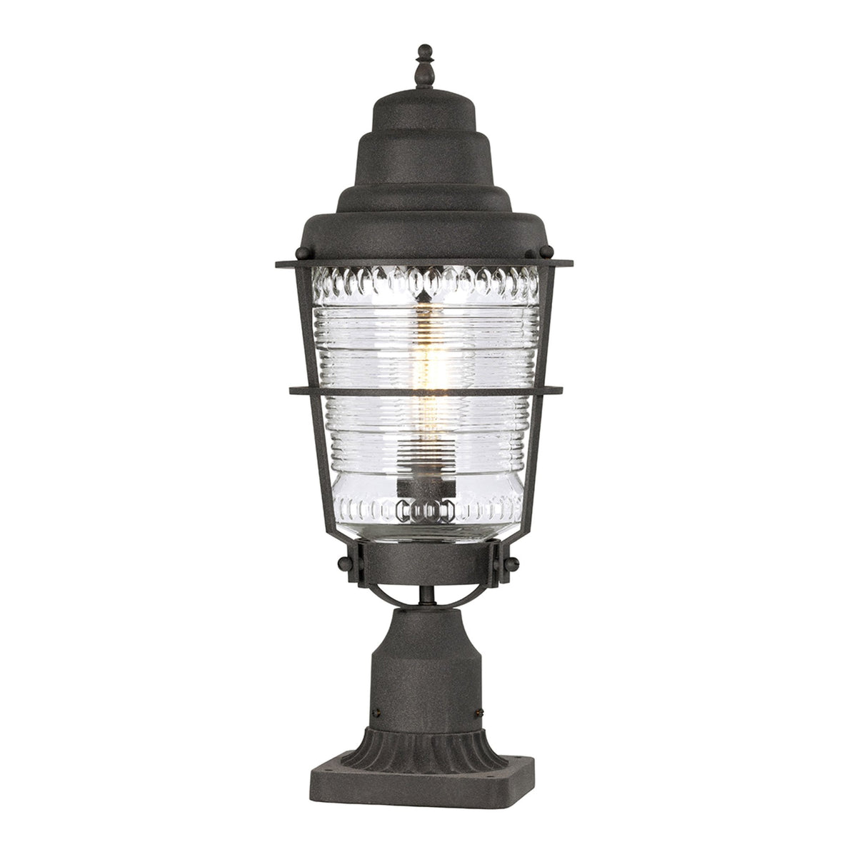 Chance Harbor IP44 Pedestal Light in Weathered Zinc Finish