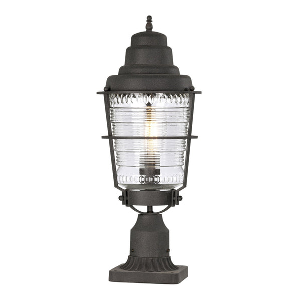 Chance Harbor IP44 Pedestal Light in Weathered Zinc Finish