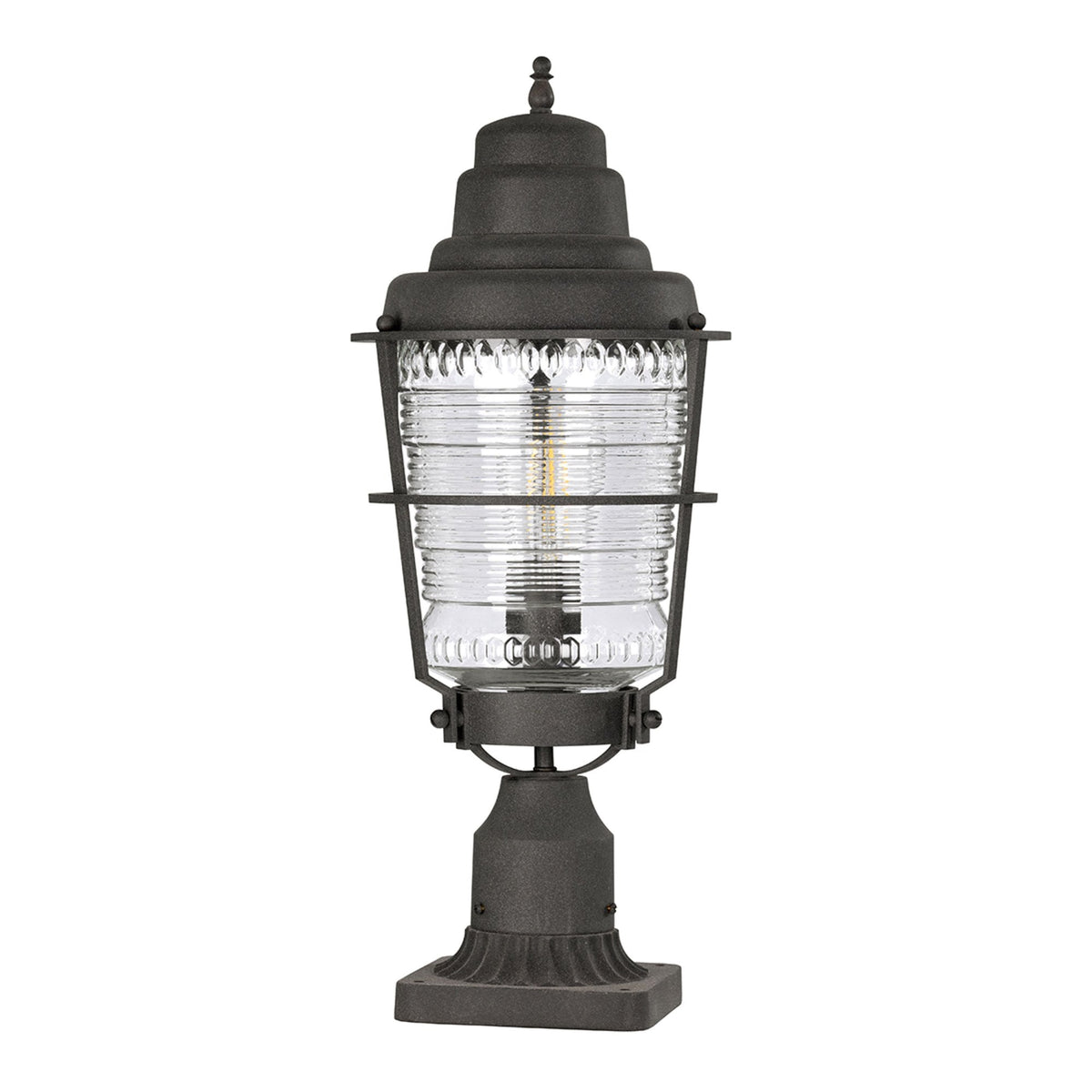 Chance Harbor IP44 Pedestal Light in Weathered Zinc Finish