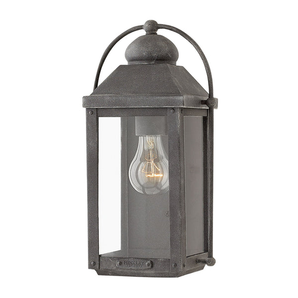 Anchorage IP44 Exterior Small Wall Light in Aged Zinc