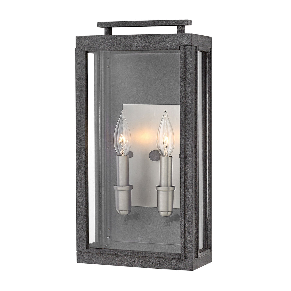 Sutcliffe IP44 Exterior Medium Wall Light in Aged Zinc & Antique Nickel