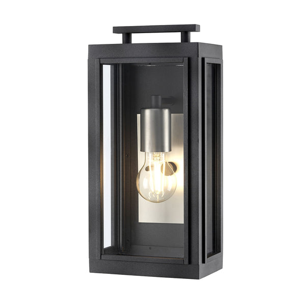 Sutcliffe IP44 Exterior Small Wall Light in Aged Zinc & Antique Nickel
