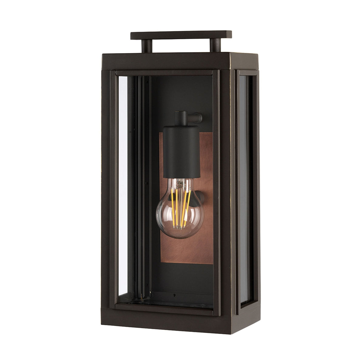 Sutcliffe IP44 Exterior Small Wall Light in Oil Rubbed Bronze & Antique Copper