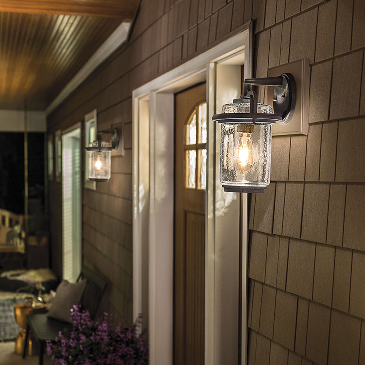 Andover IP44 Exterior Medium Wall Light in Weathered Zinc Finish