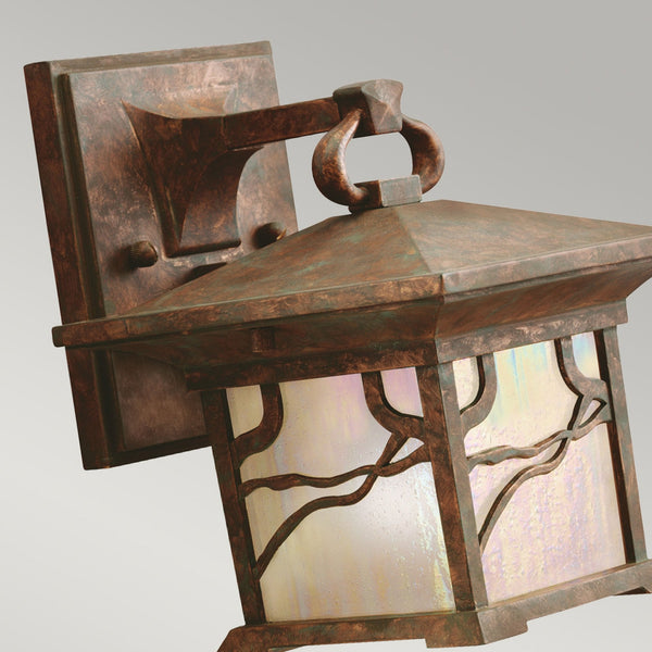 Morris IP44 Exterior Small Wall Lantern in Distressed Copper