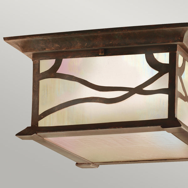 Morris IP44 Exterior Ceiling Light in Distressed Copper