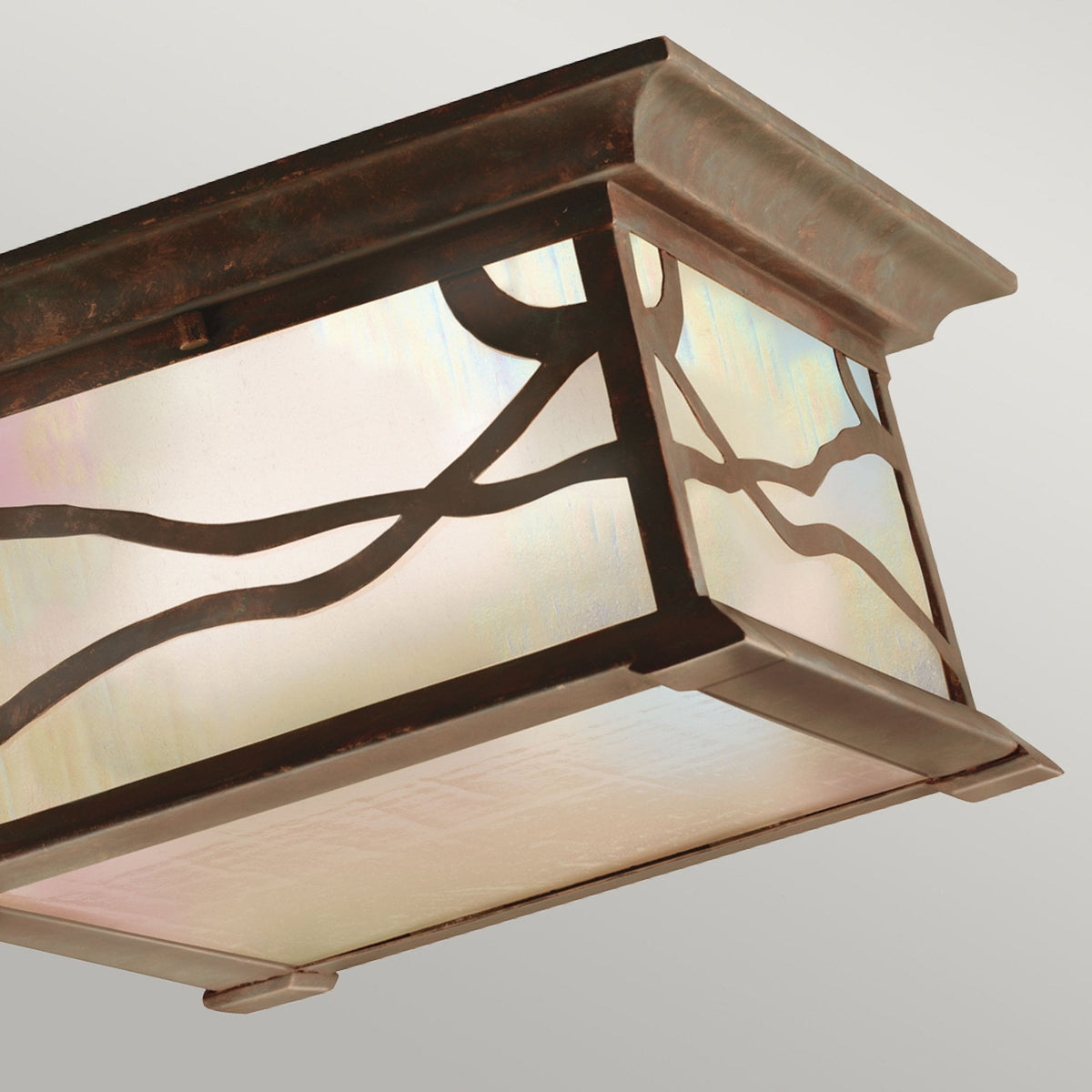 Morris IP44 Exterior Ceiling Light in Distressed Copper