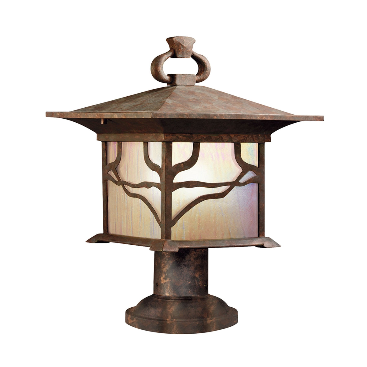 Morris IP44 Exterior Pedestal Light in Distressed Copper