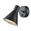 Stalbridge Single Adjustable Wall Light in Matt Black & Silver Inner