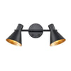 Stalbridge Twin Adjustable Wall Light in Matt Black & Gold Inner
