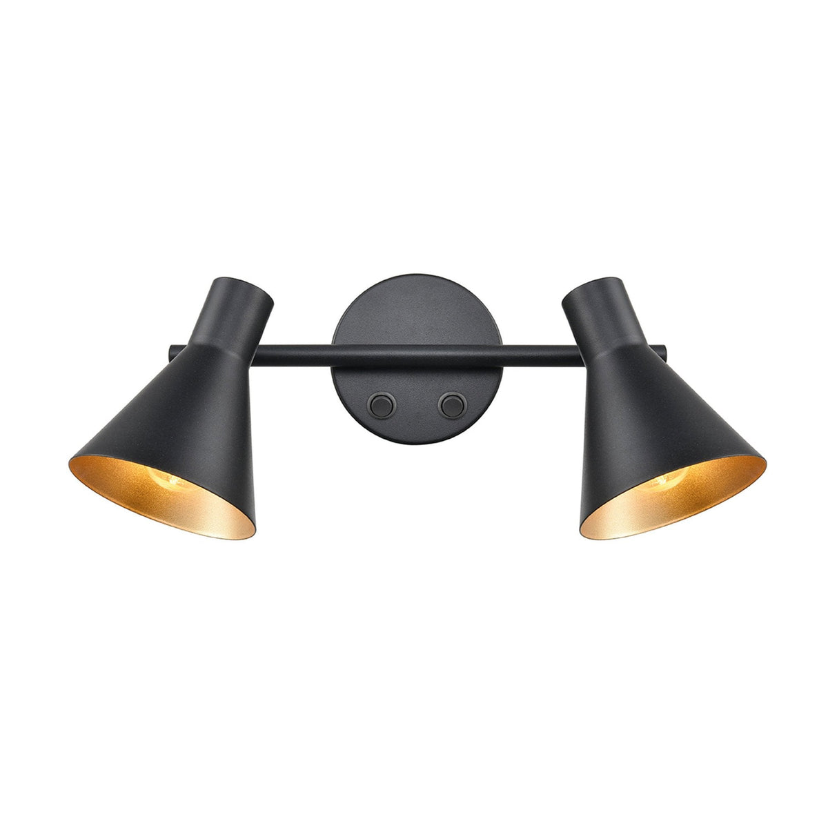 Stalbridge Twin Adjustable Wall Light in Matt Black & Gold Inner