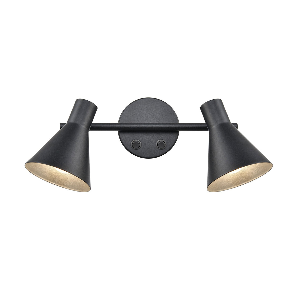 Stalbridge Twin Adjustable Wall Light in Matt Black & Silver Inner