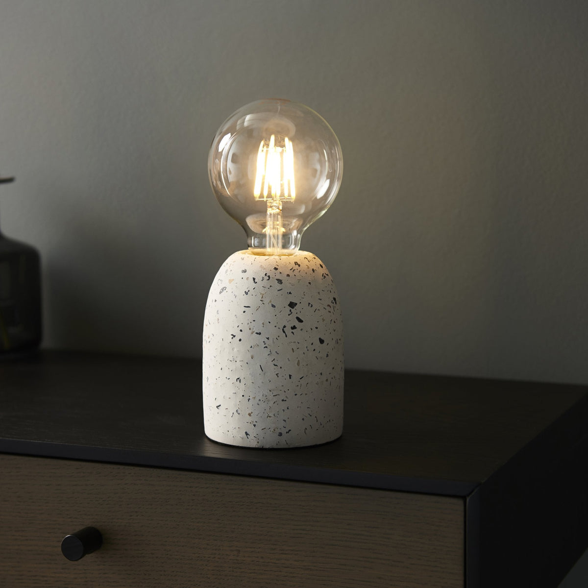 Terrazzo Table Lamp Base in White with Multi-Coloured Flecks