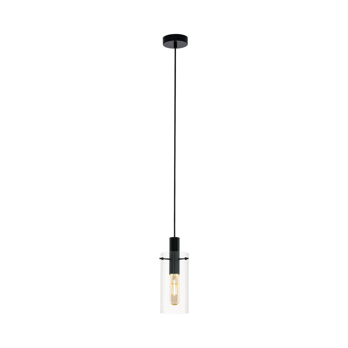 Montefino Single Pendant in Black with Clear Glass