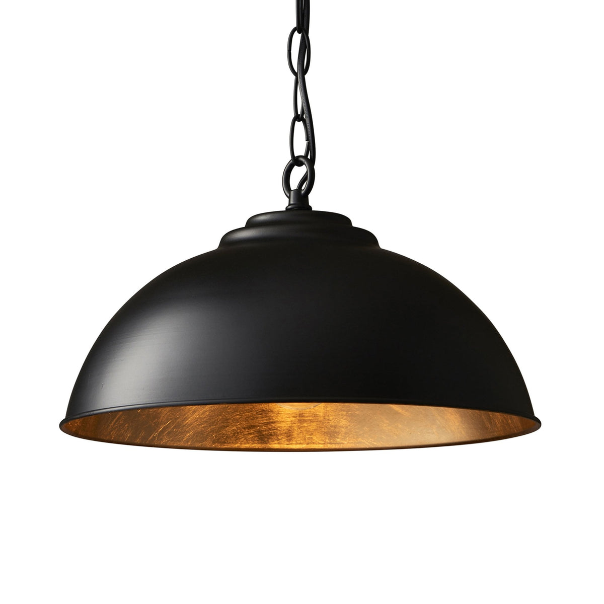 Colman 345mm Pendant in Matt Black with Gold Leaf Inner