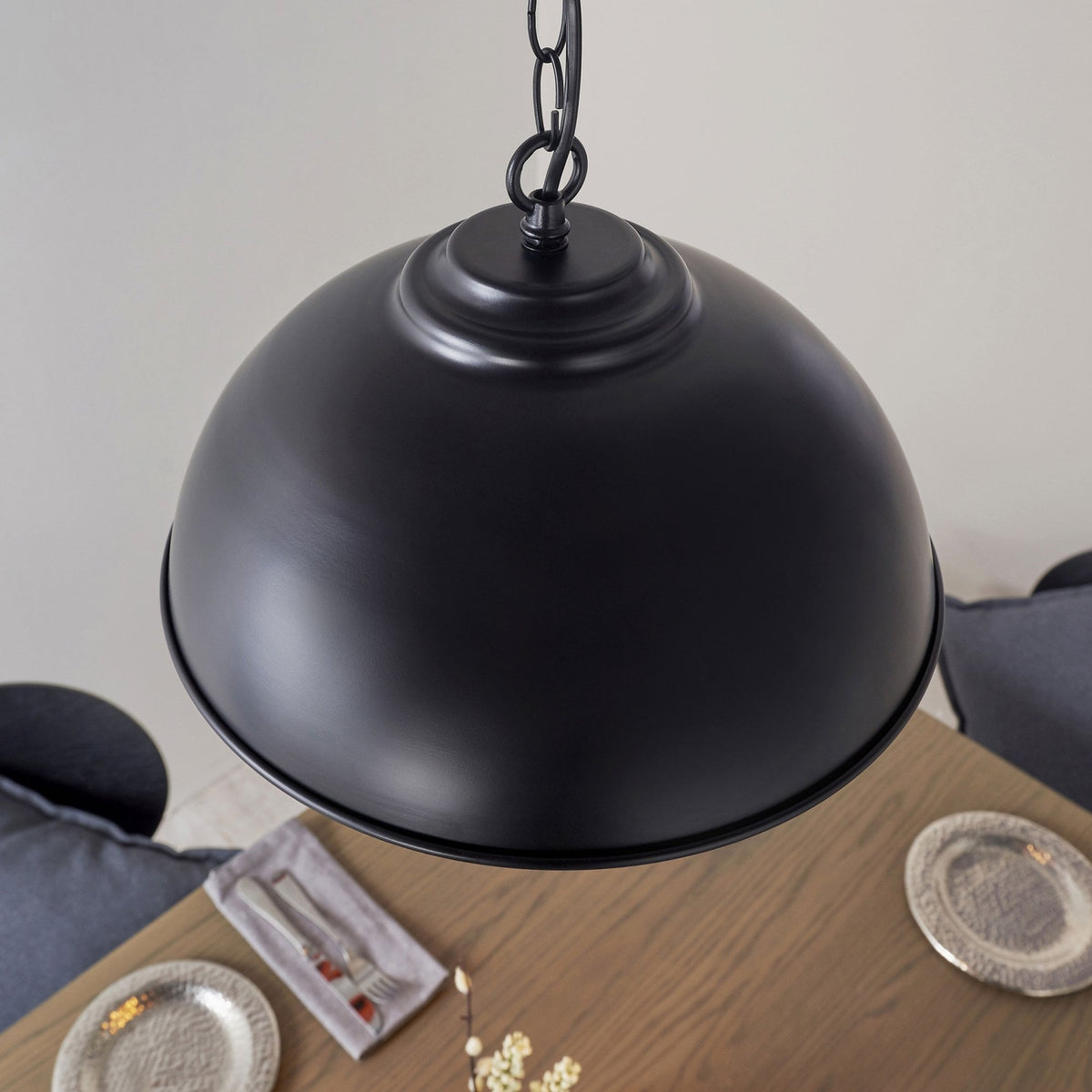Colman 345mm Pendant in Matt Black with Gold Leaf Inner