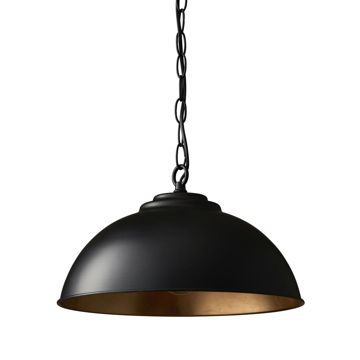 Colman 345mm Pendant in Matt Black with Gold Leaf Inner