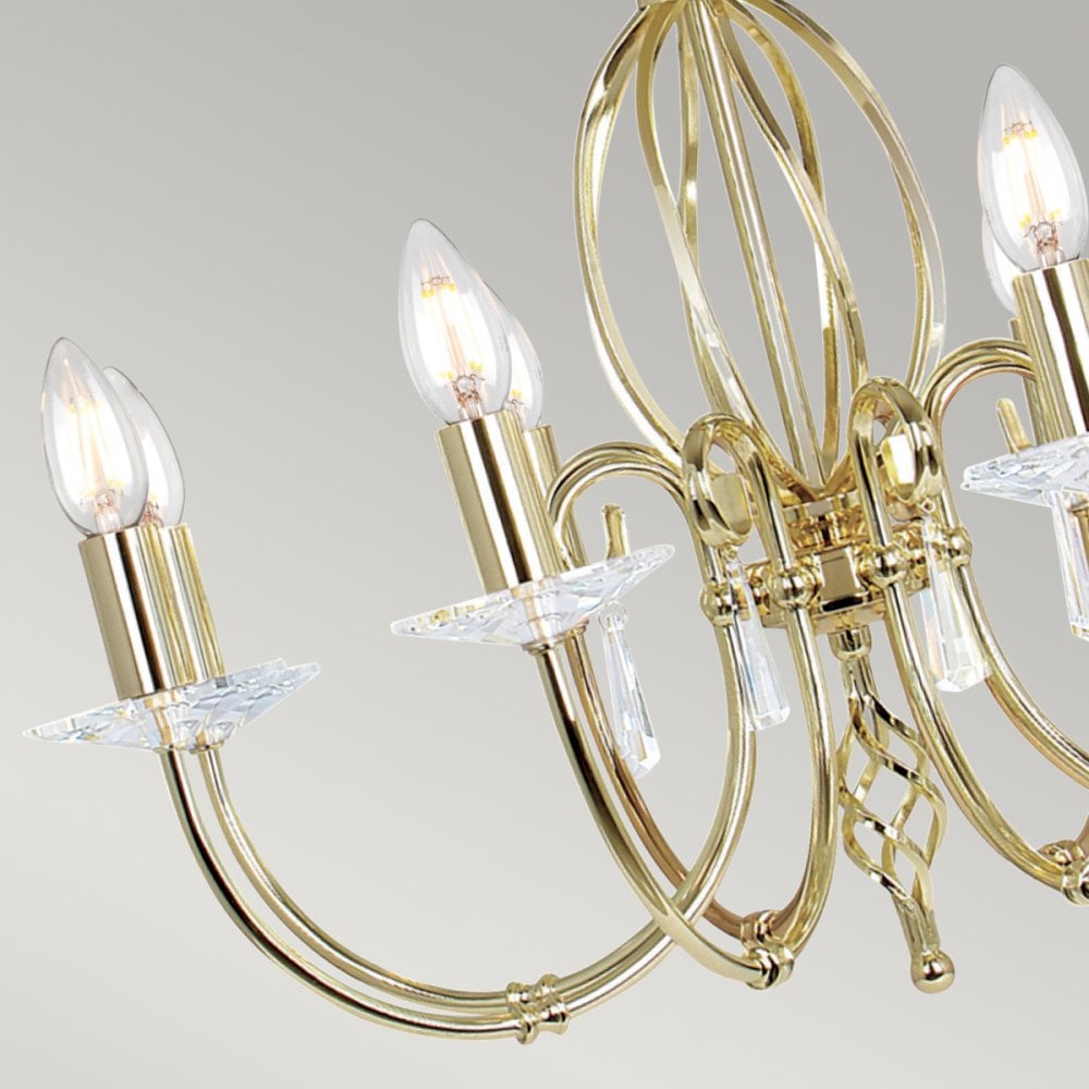 Aegean Eight Arm Polished Brass Chandelier or Semi Flush