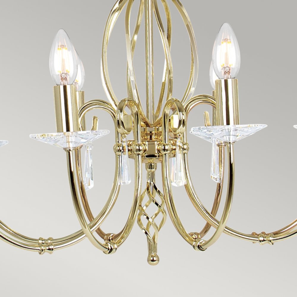 Aegean Eight Arm Polished Brass Chandelier or Semi Flush