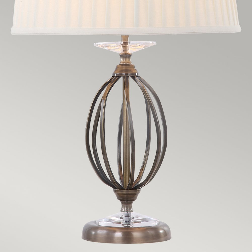Aegean Table Lamp in Aged Brass and Ivory Cotton Shade