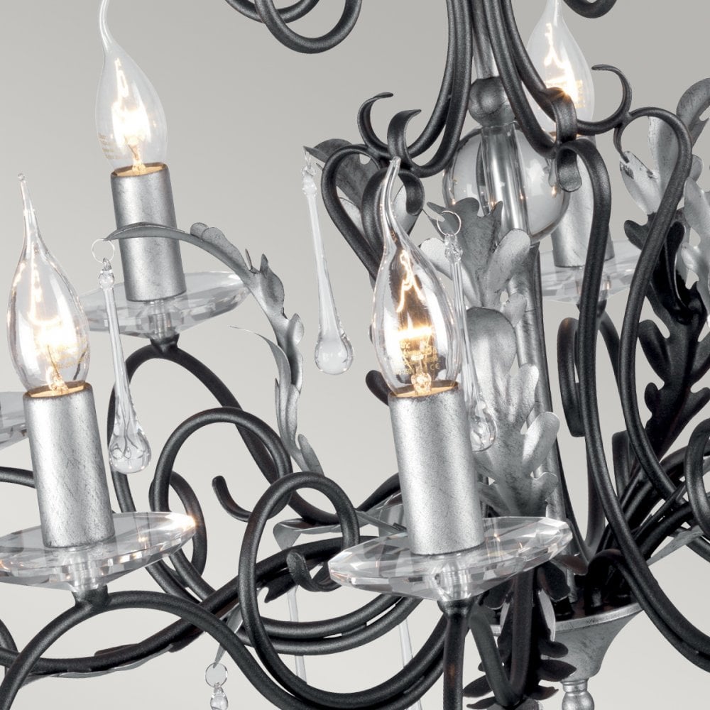Amarilli Black and Silver Ten Arm Chandelier
